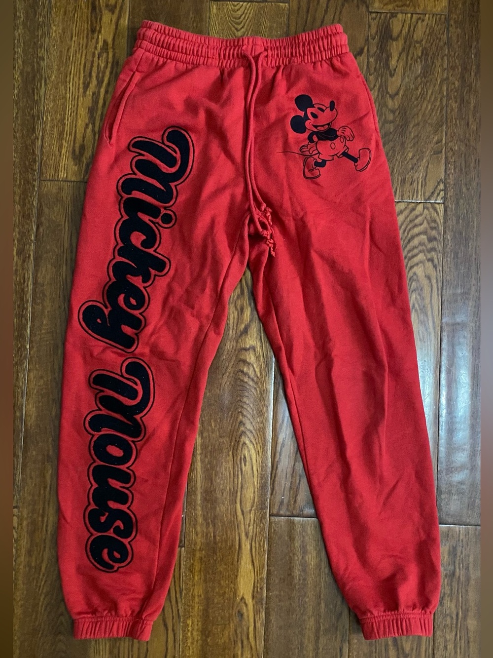 Disney Red Mickey Mouse Joggers with Black Graphics